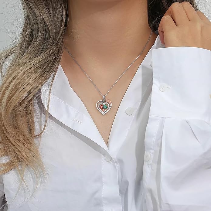 Iefil Valentines Day Gifts for Her Wife - 925 Sterling Silver Double Birthstone Necklace, Anniversary Birthday Gifts for Women, Jewelry Gift for Wife Girlfriend Mom Her