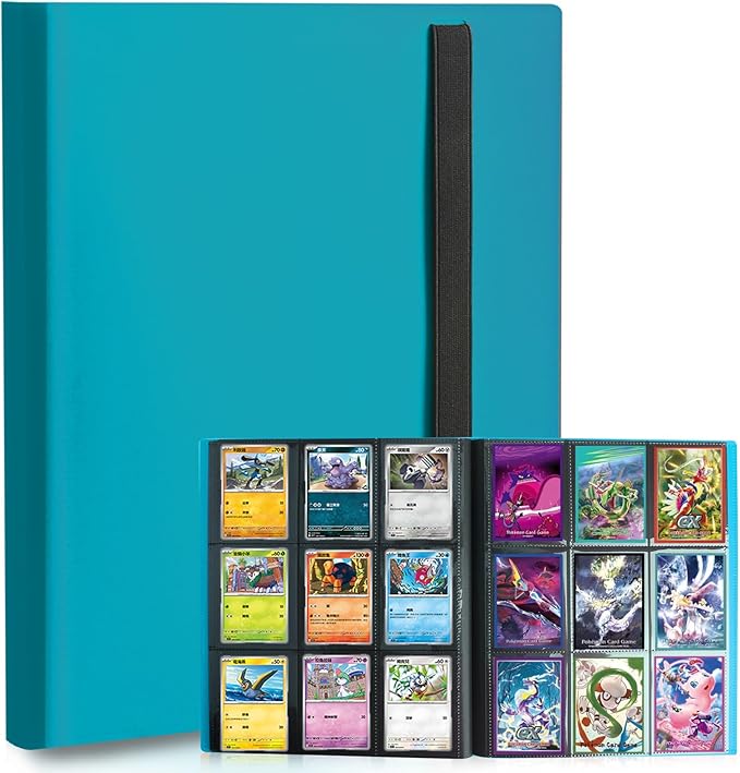 Card Binder, 9 Pocket Trading Card Album Folder,20 Pages, 360 Card Capacity Sports Card Binder, Premium Card Binders Compatible with MTG, TCG, Baseball Cards (Lake Blue)