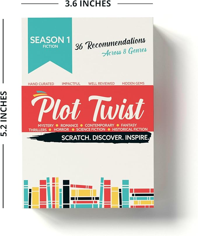 Blue Wasatch Games Plot Twist Season 1: 36 Book Recommendation Scratch Off Cards Across 8 Unique Fictional Genres. Gift for Couples, Book Clubs, Readers, Story Lovers.