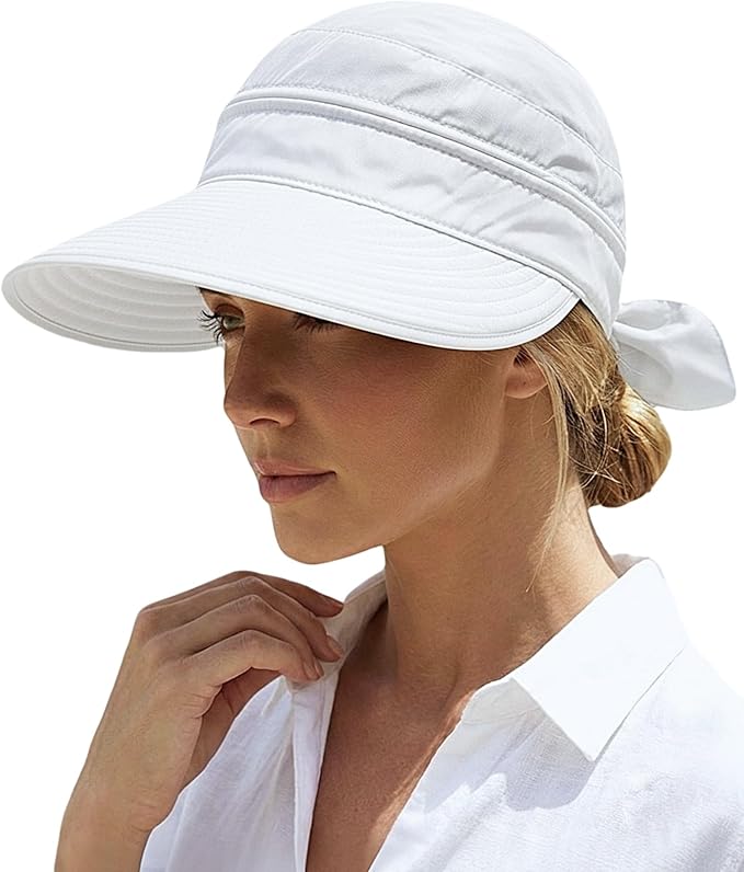 2-in-1 Women’s Sun Visor Sun Hat Zipper Off Ponytail Friendly, Lightweight Quick Dry, Summer UV Protection