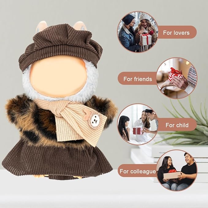 Clothes for 17cm Dolls(NO Doll) Outfit with Accessories Suit Cute Stylish Dress Up Set Patterned Skirt