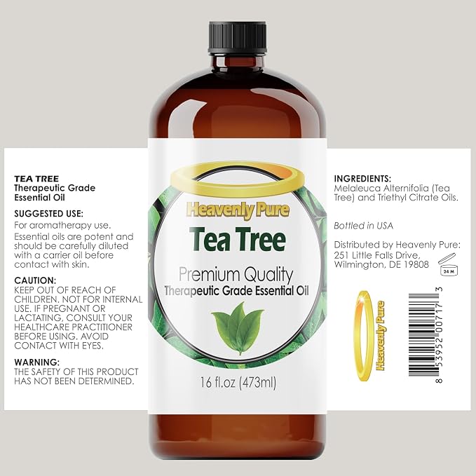 Heavenly Pure Tea Tree Essential Oil 16 oz – Pure Therapeutic Grade for Laundry, Home & Health – Bulk Aromatherapy Oil