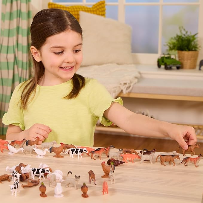 Terra by Battat – 60pcs Farm Animals Toy Tube – Mini Plastic Barnyard Animal Figurines for Kids – Includes Cow, Pig, Goat, Sheep & More – Educational Playset for Toddlers Ages 3+
