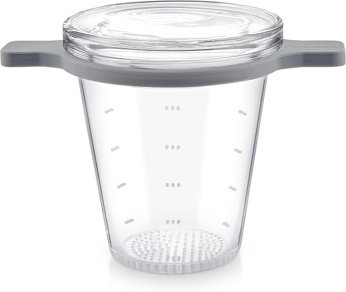 Teabloom Patent-Pending Purity Glass Tea Infuser with Lid – 3.3 Borosilicate, Laser-Perforated Filter, Universal Fit for Cups & Teapots, Toxin-Free Brewing for Whole-Leaf Tea