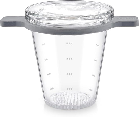 Teabloom Patent-Pending Purity Glass Tea Infuser with Lid – 3.3 Borosilicate, Laser-Perforated Filter, Universal Fit for Cups & Teapots, Toxin-Free Brewing for Whole-Leaf Tea