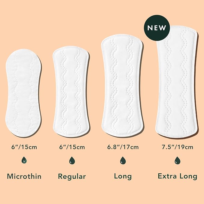 Rael Panty Liners for Women, Organic Cotton Cover - Daily Pantiliners, Light Absorbency, Unscented, Chlorine Free (Extra Long, 60 Count)