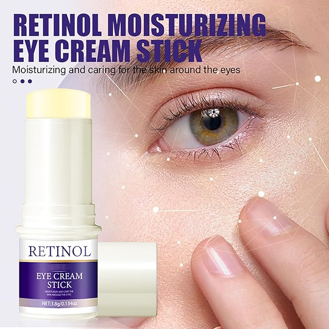 Retinol Eye Stick, Retinol Eye Cream for Dark Circles and Puffiness, Under Eye Cream Anti Aging Hydrating Stick Reduces Fine Lines Wrinkles Under Eye Bags 0.13 OZ/3.8 g