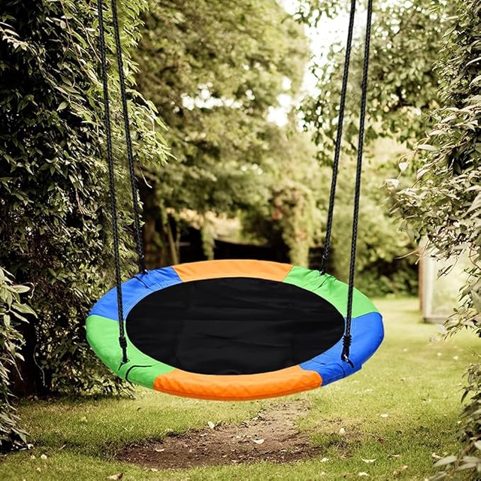 Juegoal 40 Inch Saucer Tree Swing, Large Rope Swing with Children Swing Platform Bonus Carabiner for Hanging Rope Outdoor