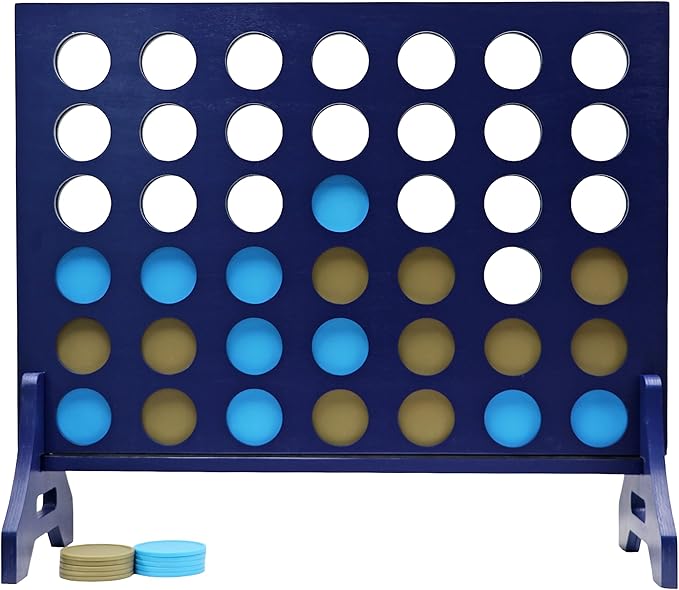 Tailgating Pros Premium Navy Giant Four in a Row with Carrying Case - Jumbo Oversized Outdoor Yard Game - Connect Multiple Pucks in a Row to Win - Many Puck Colors Available!