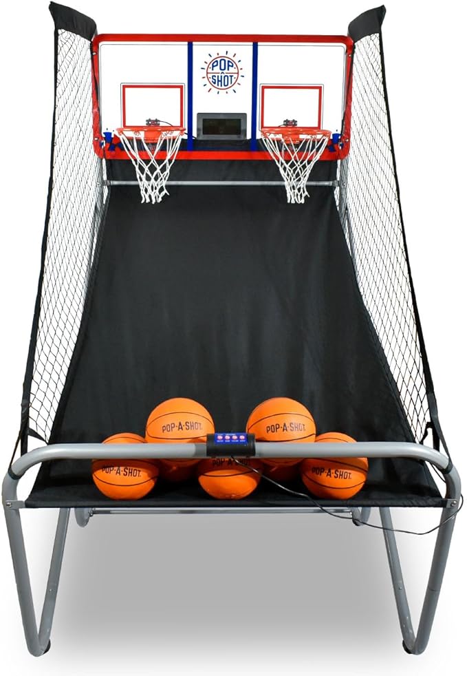 Pop-A-Shot Official Indoor/Outdoor Dual Shot Basketball Arcade Game - Weather Resistant - 16 Different Games - 6 Audio Options - Near 100% Scoring Accuracy - Large LED Scoreboard