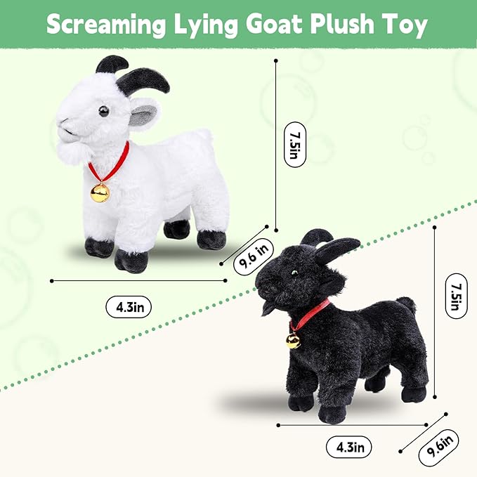 Screaming Standing Black Goat with Bell Plush Animal Toy 10in, Realistic Screaming Goat Plush Toy, Cute and Funny Black Goat Animal Plushies Model Gift Collection for Kids