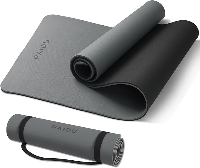 PAIDU Yoga Mat Non Slip Anti-tear,extra thick-2/5 inch（10MM）High Resiliency Professional POE Yoga Mats for Women Men Kids,72"x24"inch,Workout, Yoga, Pilates and Floor Exercise, with Carrier Strap
