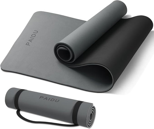 PAIDU Yoga Mat Non Slip Anti-tear,extra thick-2/5 inch（10MM）High Resiliency Professional POE Yoga Mats for Women Men Kids,72"x24"inch,Workout, Yoga, Pilates and Floor Exercise, with Carrier Strap