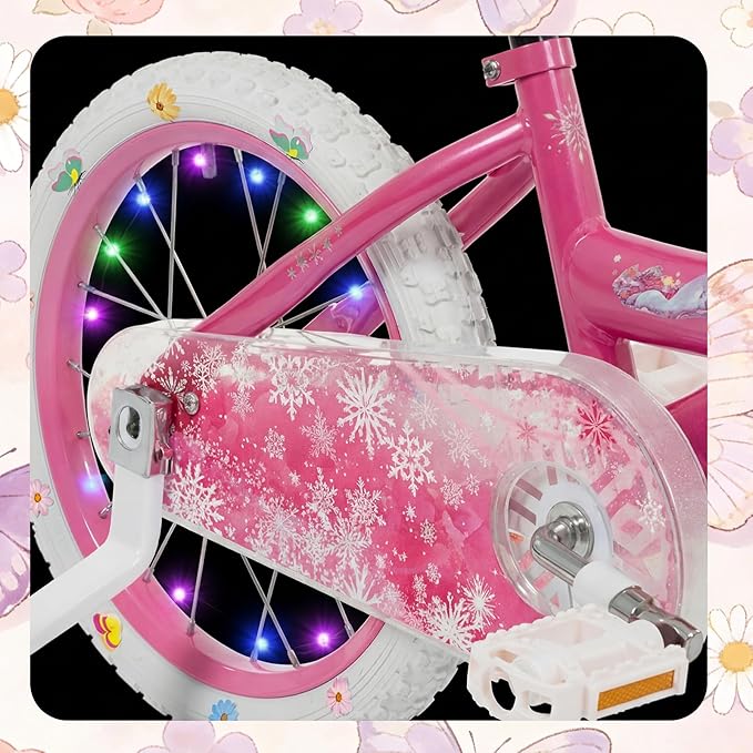Timtin 27 Pcs Kids Bike Accessories for Girls Pink Bike Basket Flower Bell Bicycle Handlebar Streamers Tassel Butterfly Decoration Wheel Spoke Accessories for Girl Birthday Gift