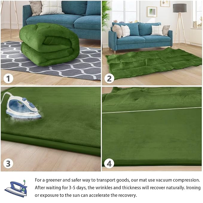 Baby Play Mat for Floor Nursery Muscle Mat Area Rug Playroom Rug 79"x138" Elastic Foam 1.3" Thick Crawling Mat for Babies,Toddlers (Moss Green)