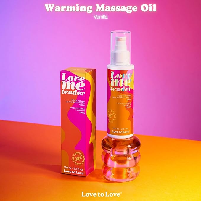 Love Me Tender Luscious Hydrating Warming Massage Oil – Kissable Flavored Massage Oil for Couples Intimacy, Romantic Date Night, Couples Play, Sensual Body Oil, Intimacy Items 3.3 fl oz (Vanilla)
