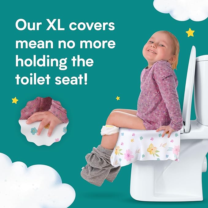 Eli with Love 20 Pack Extra Large Disposable Toilet Seat Cover (Floral) – Toddler Toilet Covers for Full Coverage On Toilet or Potty – Ideal Travel Toilet Seat Covers for Kids and Adults
