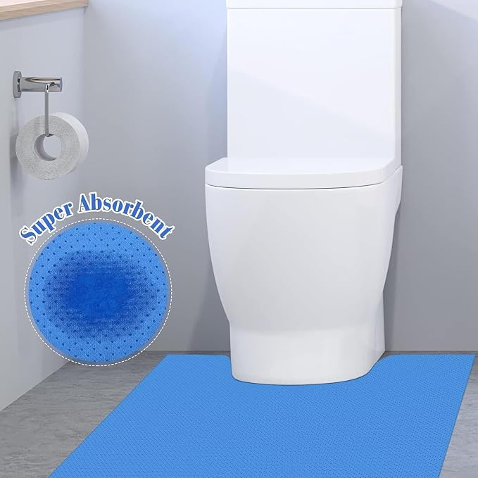 Blue Upgraded 25 Pack Disposable Toilet Mats,Super Absorbent Toilet Training Mat for Kids & Adults,Non-Slip Pads for Bathroom Floor,U-Shaped Potty Training Rug,Around Toilet Urine Protector 24"x22"
