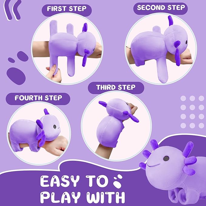 Huggers Axolotl,Stuffed Axolotl Slap,Cute Animal Book Buddy Slap,Fun Axolotle Toys for Boys and Girls.(Purple)