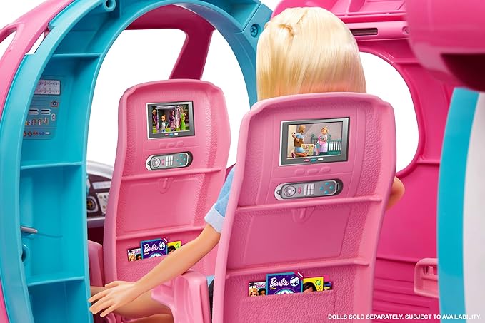 Barbie Dreamplane Transforming Playset with Reclining Seats and Working Overhead Compartments, Plus 15+ Pieces Including a Puppy and a Snack Cart, for Kids 3 Years Old and Up (Amazon Exclusive)