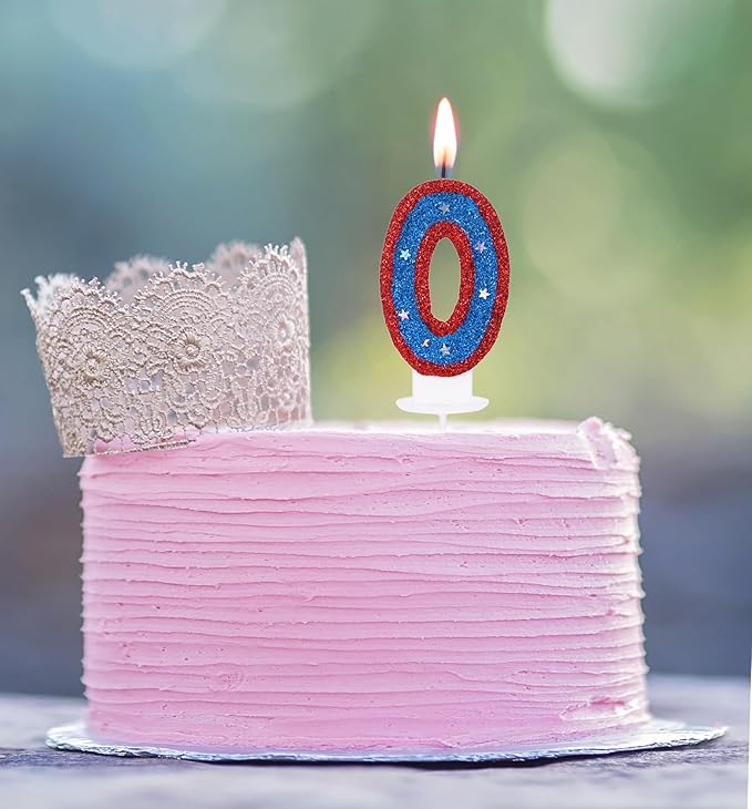 Number 0 Birthday Candle Blue Hero Captain 3D Number 0 Candle Cake Topper for Bady Boy Kid's Birthday Superheroes Theme Party Cake Decoration