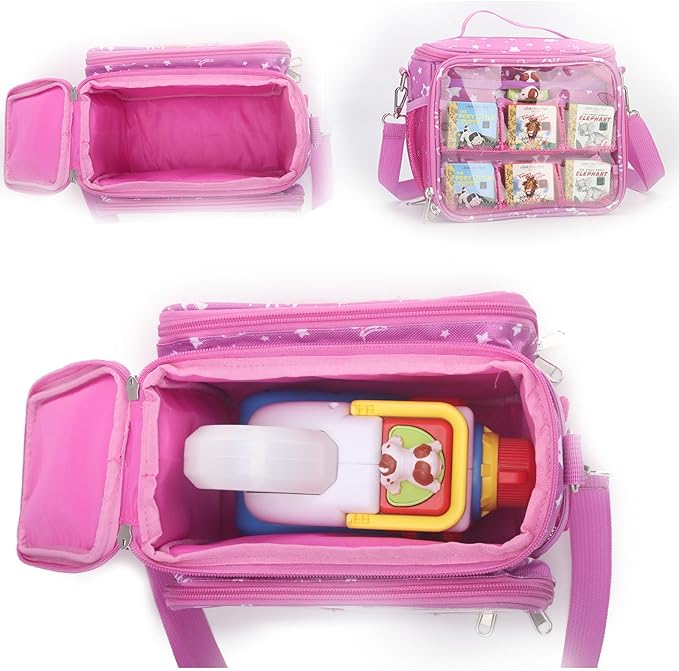 Carrying Case Compatible with Little Tikes Story Dream Machine Books Starter Set,Portable Storage Bag with Handle and Shoulder Strap for Storytime,Little Golden Book,Little Puppy Character (Pink)