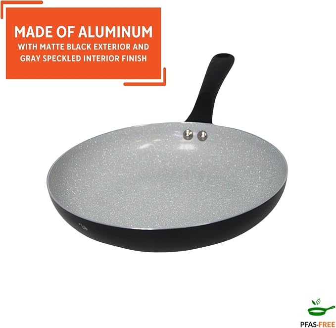 IMUSA 12 Inch Premier Cera Aluminum Speckled Gray Ceramic Fry Pan | Ideal for Pan Frying