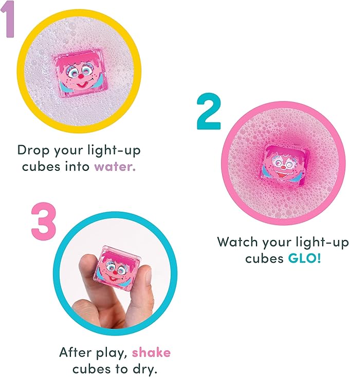 Glo Pals x Sesame Street Water-Activated Light-Up Cubes for Sensory Play (Abby Cadabby - Cubes with Character) - Valentine Day Gift