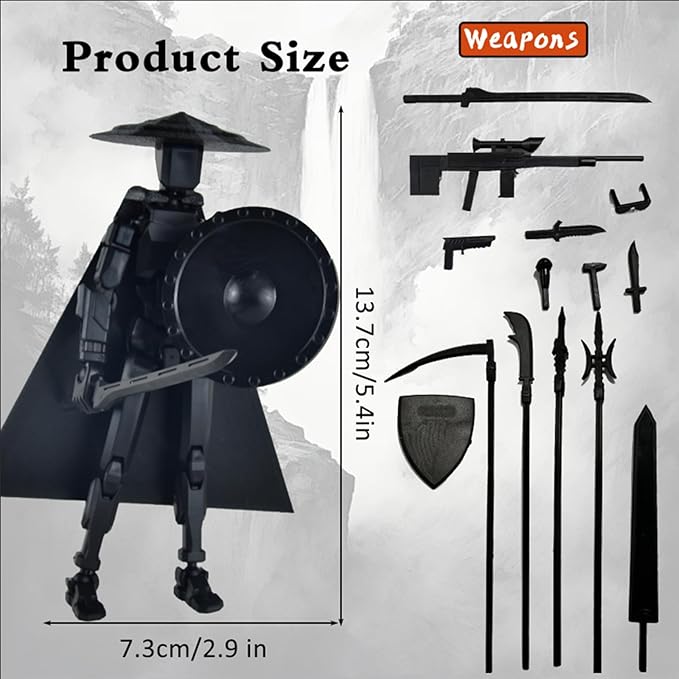 Already Assembled T13 Action Figure Accessories,T13 Multi-Jointed Movable 3D Printed Toys (Silvery)