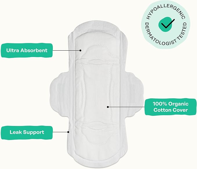 Honey Pot - Herbal Sanitary Pads for Women - Regular Flow w/Wings - Infused w/Essential Oils for Cooling Effect & Organic Cotton Cover – Medium Pack - Feminine Care - 32 ct