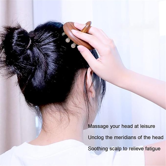 Multifunctional Wood Therapy Massage Tools Meridian Pressure Brush & Cellulite Brush for Scalp Stimulation Body Shaping & Muscle Recovery(13 Nails-Round-Set)