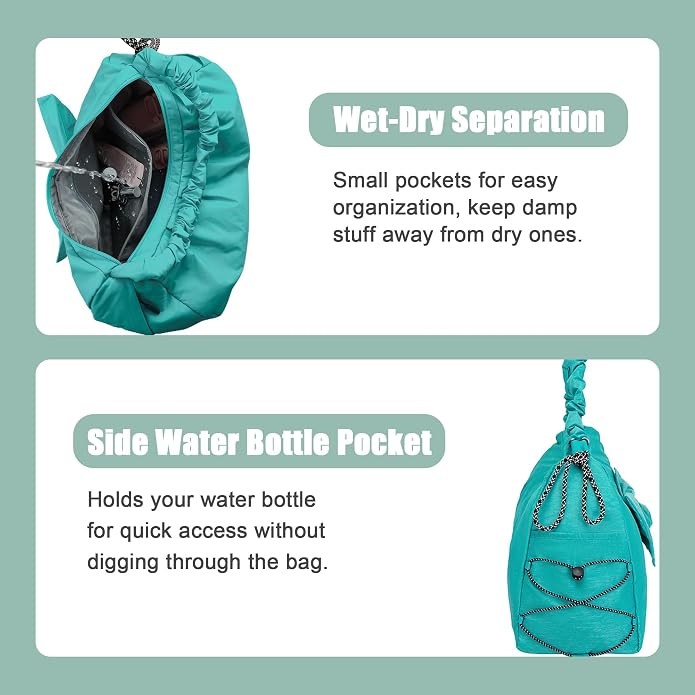 WOLT Gym Bag For Women, Yoga Mat Bag with Shoes Compartment, Wet Pocket and Water Bottle Pocket