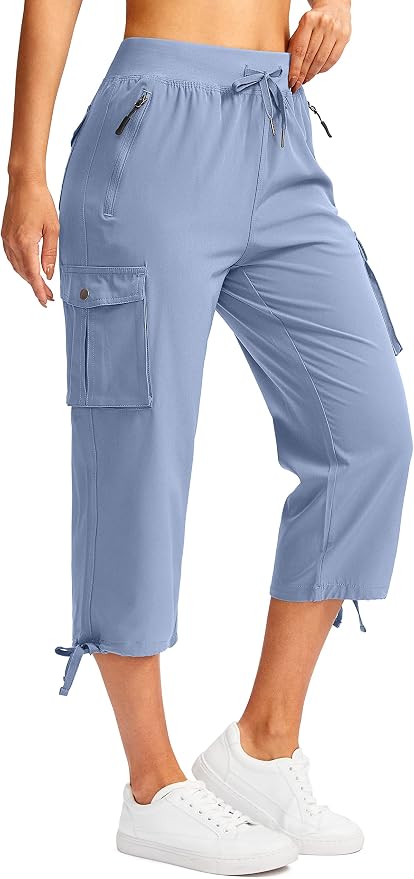 Soothfeel Women's Cargo Capris Pants with 6 Pockets Lightweight Quick Dry Travel Hiking Summer Pants for Women Casual