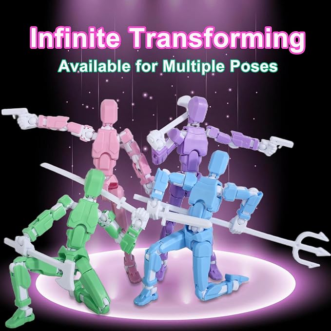 Creative Action Figure with Pose Stand,Building Toy Sets,3D Robot,Lucky Puppet Joints for Boys,Girls,Men,Women,Multi-Jointed Moveable Dummy Desk Decoration,Desktop Ornament for Game Lover (Bluey)