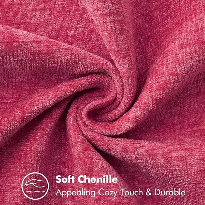 MIULEE Decorative Couch Throw Pillow Covers 18x18 Inch Hot Pink 2 Pack | Farmhouse Pillow Covers with Stitched Edge, Soft Chenille Cushion Cases, for Sofa Bed Living Room Home Decor
