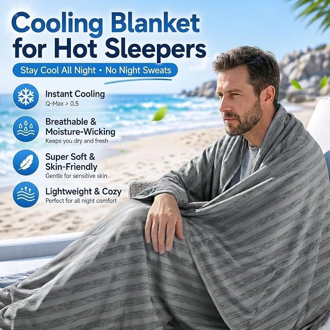 Guohaoi Cooling Blanket for Hot Sleepers and Night Sweats 90"x90" Queen | Arc-Chill Q-Max >0.5 Cool Fiber,100% Oeko-Tex Certified Lightweight Summer Blanket for Travel/Outdoor Ultra Cold Breathable