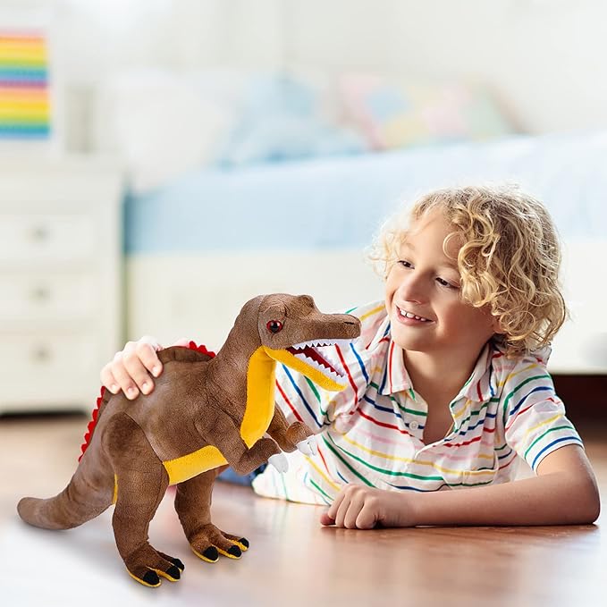 Dinosaur Plush Toy, Spinosaurus Stuffed Animal Throw Plushie Pillow Doll, Soft Grey Fluffy Friend Hugging Cushion - Present for Every Age & Occasion…