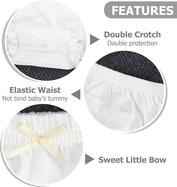 4 Pcs Baby Bloomers for Toddler Girls Newborn Diaper Covers for Girls Cotton Briefs Shorts Underwear