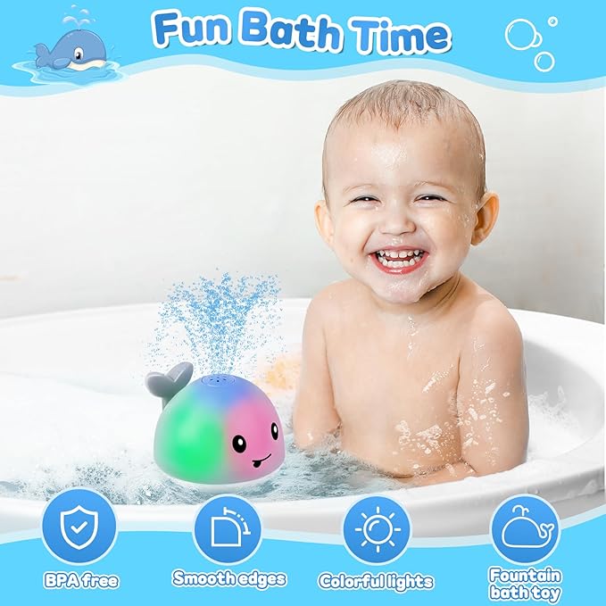 Gigilli Baby Bath Toys, Light up Bath Toys for Kids Ages 1-3, 1 Year Old Boy Girl Valentine’s Gift, 6-12-18 Months Baby Whale Bath Toy Sprinkler, Toddler Fountain Bathtub Pool Water Table Toys