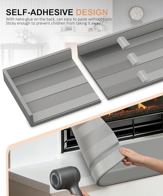 Fireplace Baby Proofing 80'', Corner Guard Hearth Cushion for Baby Proof, Memory Foam Brick Fire Place Bumper Protector Soft Seat Pad for Babies Child Children Toddlers, Grey