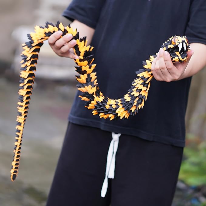 Super Large 3D Printed snake with a movable mouth,47.4inch,Flexible Realistic Articulated Animal Fidget Toys,Mystery Figurines Gifts ,Executive Desk Décor and Festival Collectible (BO 47.4inch)