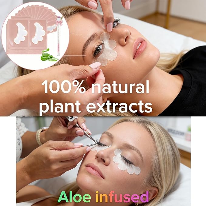 100 Pairs Professional Under Eye Pads Gel Lash Extensions, Premium Hydrogel Patch Gel Pad Beauty Makeup Tool for Under Eyes Eyelash Extension (Pink)