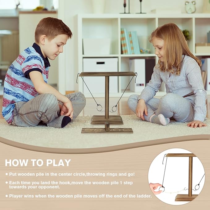 Ring Toss Games for Adults,Hook and Ring Game,Handmade Wooden Toss Game for Outdoor & Indoor Game,Yard Games,Toss Game for Bars,Home,Party Perfect White Elephant Gift for Adults