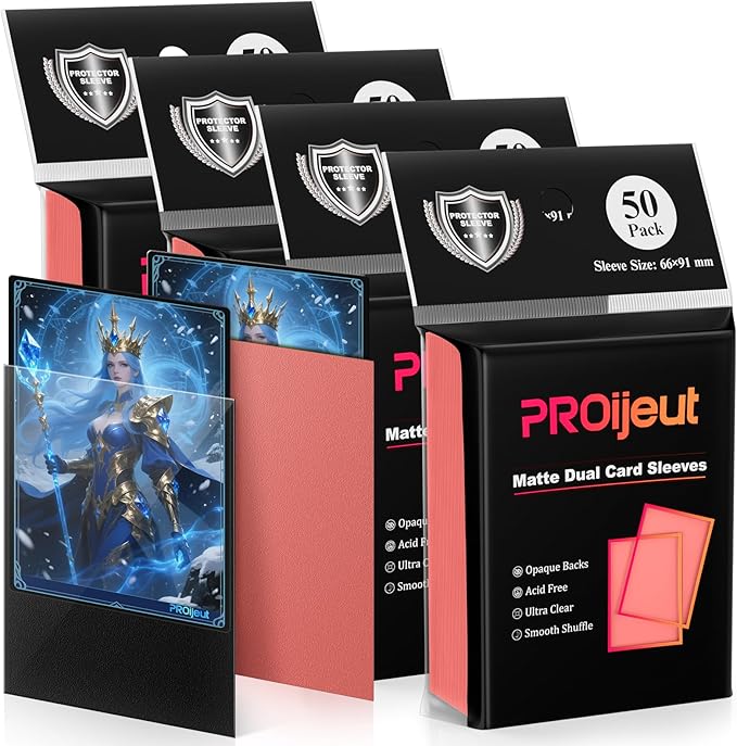 200 Pack Card Sleeves, Matte Dual Trading Card Sleeves with Opaque Back & Smooth Shuffle, Tear Resistant Card Protectors for MTG, TCG and Game Cards (Peach Pink)