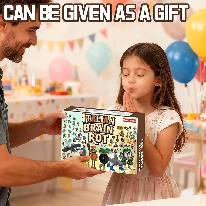 Italian Brain Rot Unique Cartoon CharactersMyth Qholve Italian Brain Rot Unique Cartoon Characters Building Blocks 18 in 1 Educational & Entertaining Gift Idea for Kids Teens & Adults Building Blocks