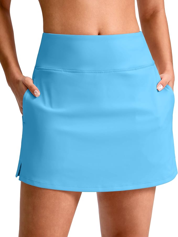 14"/16" Skorts with 3 Pockets | Side Slits, High Waisted, Built-in Shorts, A Line, Casual, Pickleball, Athletic, Golf, Tennis Skirt, for Women