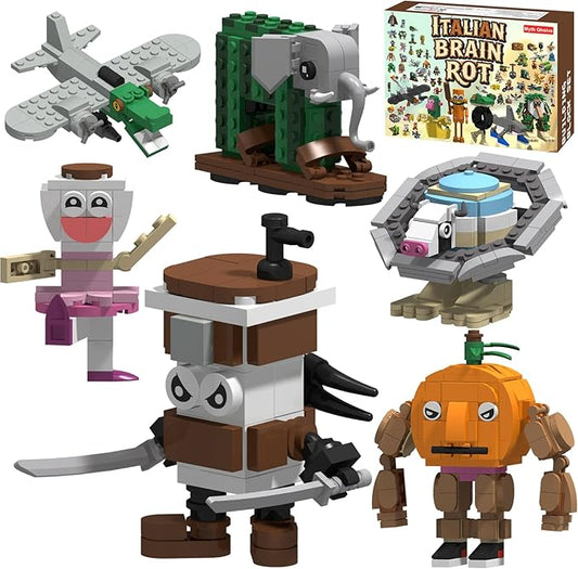 Italian Brain Rot Unique Cartoon Characters Building Blocks 6 in 1 Educational & Entertaining Gift Idea for Kids Teens & Adults