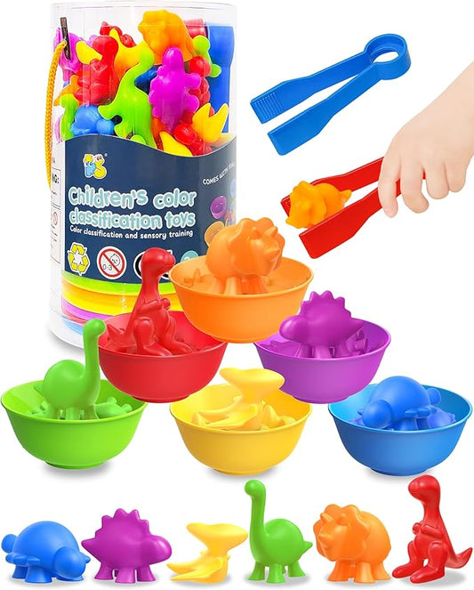 Yetonamr Counting Dinosaurs Montessori Toys for 3 4 5 Years Old Boys Girls, Toddler Preschool Learning Activities Sensory Toys Birthday Gifts