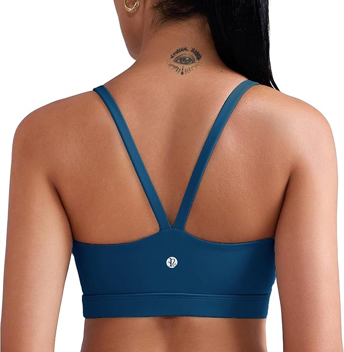 RUNNING GIRL Sports Bras for Women,Light Impact Molded Cup Strap Sports Bra with Sewn in Pads,Best for A-C Cup