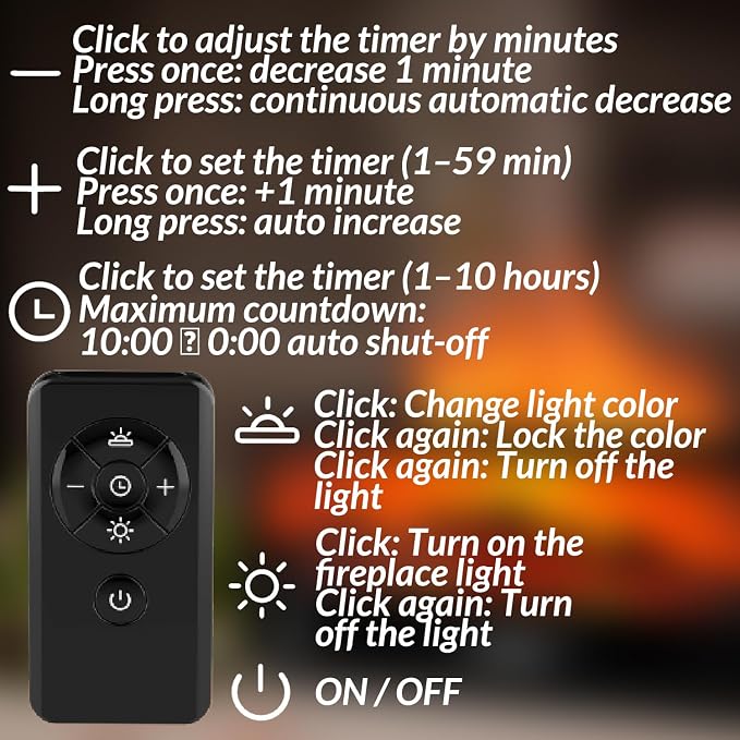 Fireplace Aroma Diffuser for Bedroom Nightstand, Essential Oil Diffuser with Realistic Flame Effect, Remote Control, Timer Auto-Off, 7 Color LED Ultrasonic Aromatherapy Diffuser for Home Office Decor
